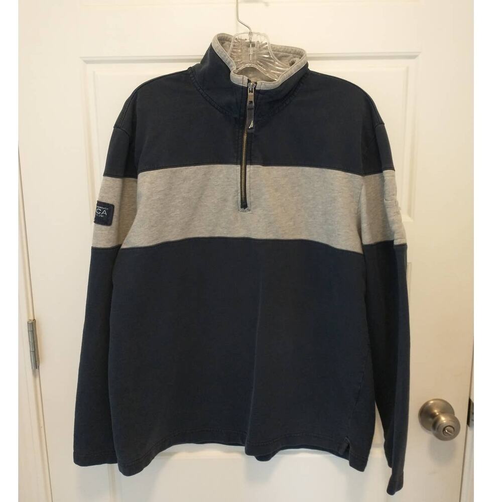 Vintage Nautica Classic N83 Sailing Polo. Men's Large. Gray/Black/Blue.
